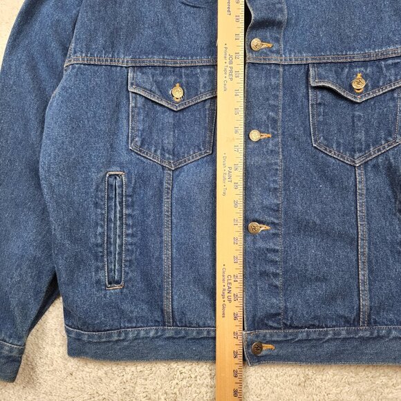 Marlboro Store Denim Trucker Jacket Brown Leather Collar Size XL Vintage VTG Y2K - Picture 6 of 8